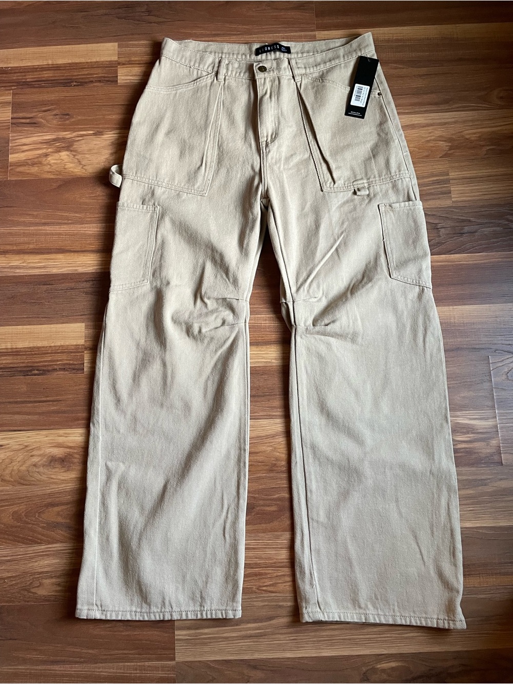 Lioness Miami Vice Cargo Pants XXL Beige 100% Cotton NWT Utility Wide Leg